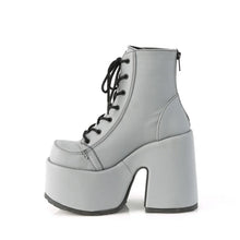 Load image into Gallery viewer, Botines Demonia CAMEL-203 Grey Reflective Piel vegana
