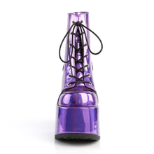 Load image into Gallery viewer, Botines Demonia CAMEL-203 Morado Hologram Piel vegana
