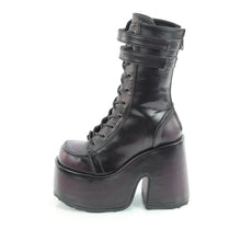 Load image into Gallery viewer, Demonia CAMEL-250 Boots - Black-Burgundy Rub-Off Vegan Leather
