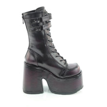 Load image into Gallery viewer, Demonia CAMEL-250 Boots - Black-Burgundy Rub-Off Vegan Leather
