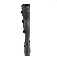 Load image into Gallery viewer, Botas (Over the Knee) Demonia CAMEL-305 Negro Stretch Piel vegana
