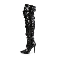 Load image into Gallery viewer, Tacones Pleaser COURTLY-3011 Negro Sequins

