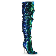 Cargar imagen en el visor de la galería, Tacones Pleaser COURTLY-3011 Verde Iridescent Sequins
