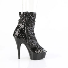 Cargar imagen en el visor de la galería, Tacones Pleaser DELIGHT-1008SQ Negro Sequins Mate
