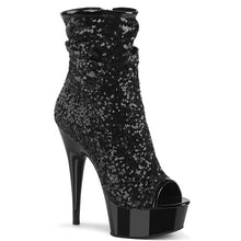 Cargar imagen en el visor de la galería, Tacones Pleaser DELIGHT-1008SQ Negro Sequins Mate
