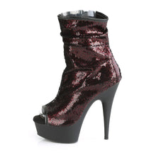 Cargar imagen en el visor de la galería, Tacones Pleaser DELIGHT-1008SQ Burdeos Sequins Negro
