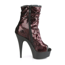 Cargar imagen en el visor de la galería, Tacones Pleaser DELIGHT-1008SQ Burdeos Sequins Negro
