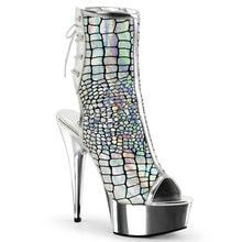 Load image into Gallery viewer, Tacones Pleaser DELIGHT-1018HG Plata Hologram Ostrich
