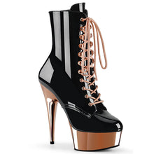 Cargar imagen en el visor de la galería, Tacones Pleaser DELIGHT-1020 Negro Charol Oro
