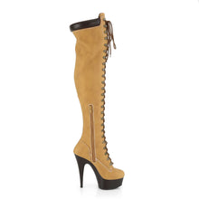 Cargar imagen en el visor de la galería, Tacones Pleaser DELIGHT-3000TL Tan Nubuck Piel
