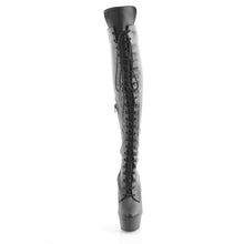 Load image into Gallery viewer, Pleaser DELIGHT-3014 Boots - Black Stretch Faux Leather
