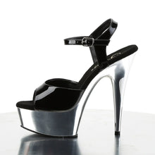 Cargar imagen en el visor de la galería, Tacones Pleaser DELIGHT-609 Negro Plata Cromo
