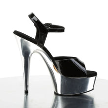 Cargar imagen en el visor de la galería, Tacones Pleaser DELIGHT-609 Negro Plata Cromo

