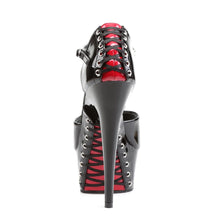 Cargar imagen en el visor de la galería, Tacones Pleaser DELIGHT-660FH Negro Rojo Charol
