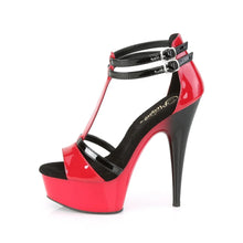 Cargar imagen en el visor de la galería, Tacones Pleaser DELIGHT-663 Rojo Negro Charol
