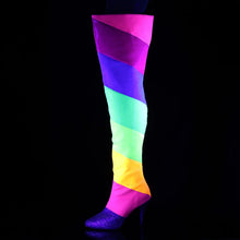 Load image into Gallery viewer, Botas Pleaser Pink Label DREAM-3012RBG Rainbow Purpurina
