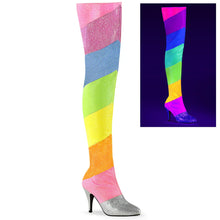 Load image into Gallery viewer, Botas Pleaser Pink Label DREAM-3012RBG Rainbow Purpurina
