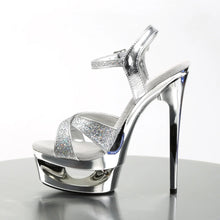 Load image into Gallery viewer, Tacones Pleaser ECLIPSE-619G Plata Gltr Cromo
