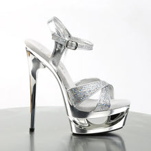 Load image into Gallery viewer, Tacones Pleaser ECLIPSE-619G Plata Gltr Cromo
