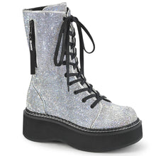 Load image into Gallery viewer, Botas Demonia EMILY-362 Plata Piel vegana-Rhinstone
