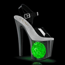 Load image into Gallery viewer, Tacones Pleaser ENCHANT-708LT-CIRCLE Transparente Plata Purpurina
