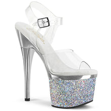 Load image into Gallery viewer, Tacones Pleaser ESTEEM-708CHLG Transparente Plata Cromo
