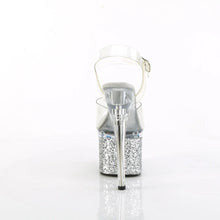 Load image into Gallery viewer, Tacones Pleaser ESTEEM-708LG Transparente Plata Purpurina
