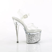 Load image into Gallery viewer, Tacones Pleaser ESTEEM-708LG Transparente Plata Purpurina
