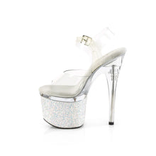 Load image into Gallery viewer, Tacones Pleaser ESTEEM-708LG Transparente Blanco Purpurina
