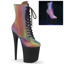 Carregar imagem no visualizador da galeria, Tacones Pleaser FLAMINGO-1020REFL Rainbow Reflective Negro
