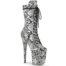 Carregar imagem no visualizador da galeria, Botas Pleaser FLAMINGO-1050SP - Estampado de cobra preto-branco
