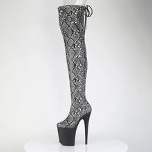 Load image into Gallery viewer, Tacones Pleaser FLAMINGO-3008SP-BT Gris Negro Snake
