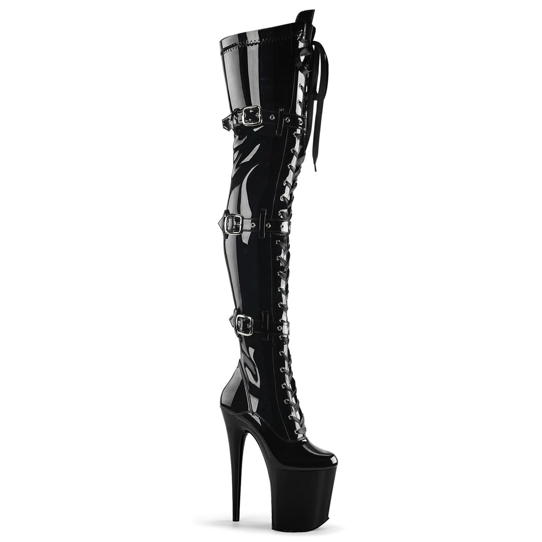 Botas Pole Dance PLEASER FLAM3028 NEGRO CHAROL 24/48 HRS