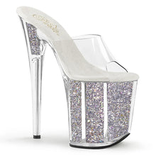 Load image into Gallery viewer, Tacones Pleaser FLAMINGO-801G Transparente Plata Purpurina
