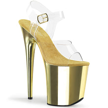 Load image into Gallery viewer, Pole Dance Sandal PLEASER FLAMINGO 808 - FLAM808/C/GCH - CHROME GOLD 24/48 HRS 
