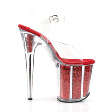 Load image into Gallery viewer, Tacones Pleaser FLAMINGO-808G Transparente Rojo Purpurina
