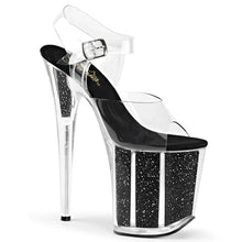 Load image into Gallery viewer, Tacones Pleaser FLAMINGO-808G Transparente Negro Gltr
