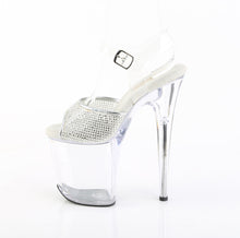 Load image into Gallery viewer, Pleaser FLAMINGO-808PREM-RSN Heels - Clear / Silver Rhinestones
