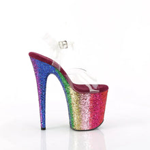 Load image into Gallery viewer, Tacones Pleaser FLAMINGO-808RBG Transparente Rainbow Purpurina
