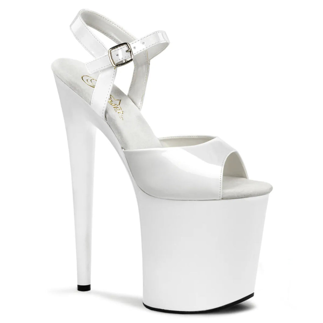 Sandálias Pole Dance Pleaser Flamingo-809 – Verniz Branco 24/48 Hrs