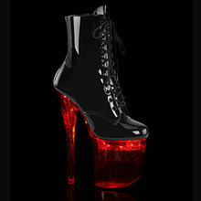 Load image into Gallery viewer, Tacones Pleaser FLASHDANCE-1020-8 Negro Charol Transparente
