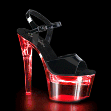 Carregar imagem no visualizador da galeria, Tacones Pleaser FLASHDANCE-709 Negro Charol Transparente
