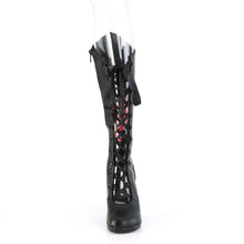 Load image into Gallery viewer, Botas Demonia GLAM-243 Negro Piel vegana- Rojo Satin
