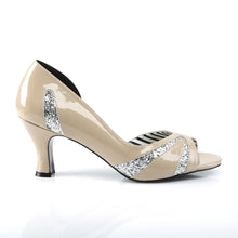 Carregar imagem no visualizador da galeria, Tacones Pleaser Pink Label JENNA-03 Crema Charol Plata
