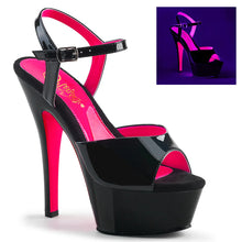 Cargar imagen en el visor de la galería, Tacones Pleaser KISS-209TT Negro Charol Neon
