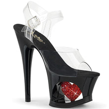 Load image into Gallery viewer, Tacones Pleaser MOON-708HRS Transparente Negro Rojo
