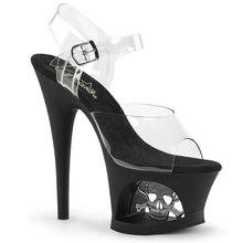 Load image into Gallery viewer, Tacones Pleaser MOON-708SK Transparente Negro Mate
