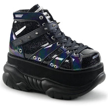 Load image into Gallery viewer, Zapatos con plataforma Demonia NEPTUNE-100 Negro Glitter-Plata/Piel vegana
