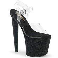 Load image into Gallery viewer, Tacones Pleaser RAZZLE-808WR Transparente Negro Reptile
