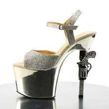 Carregar imagem no visualizador da galeria, Tacones Pleaser REVOLVER-709G Dorado Gltr Cromo
